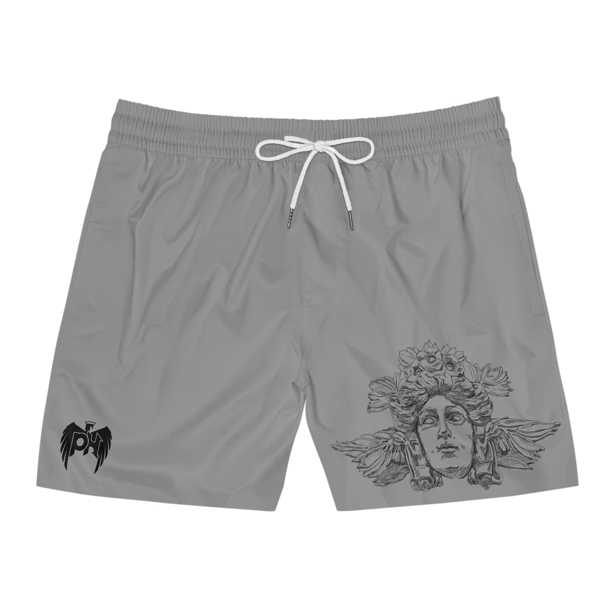 Men's Swim Shorts with Medusa Sketched Graphic