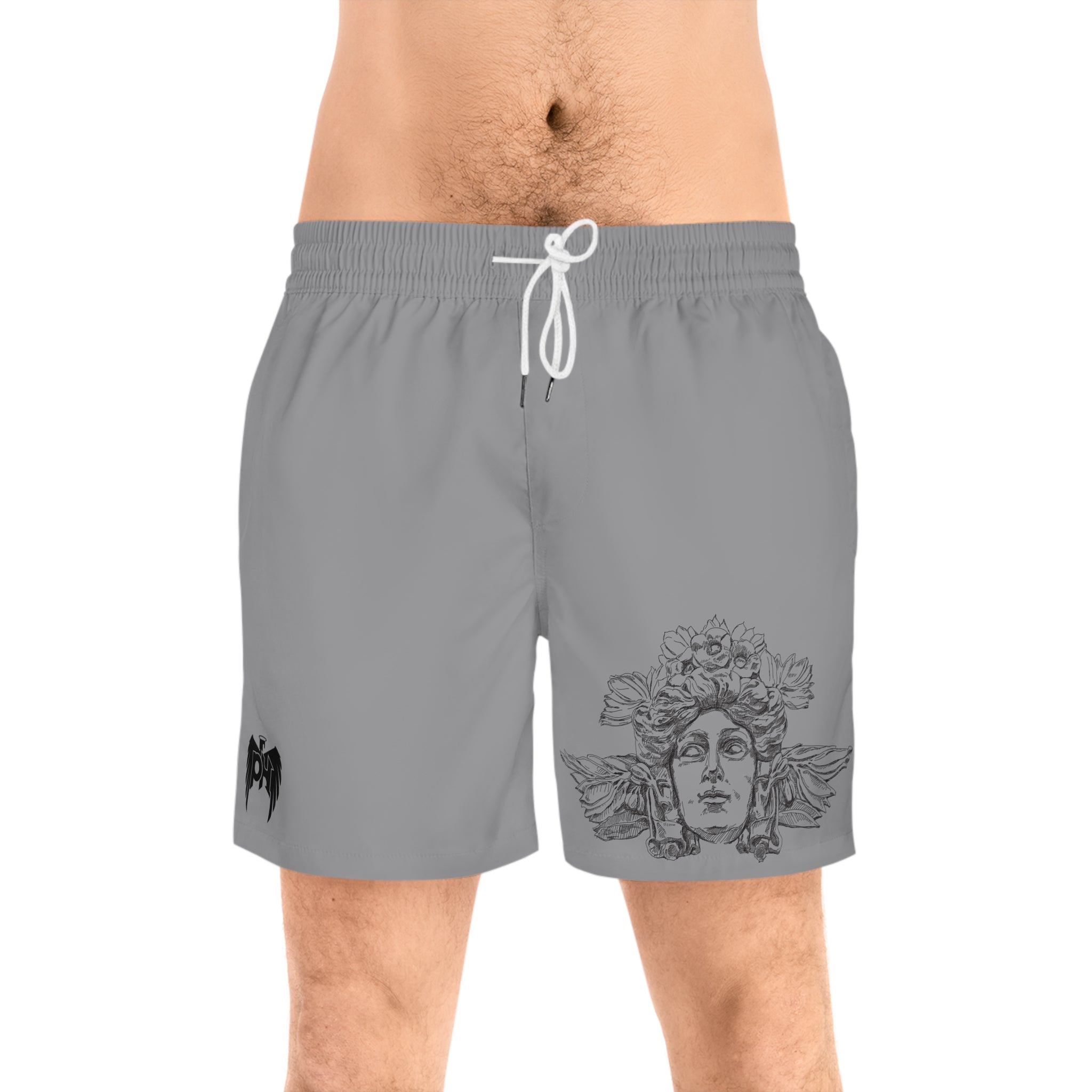 Men's Swim Shorts with Medusa Sketched Graphic