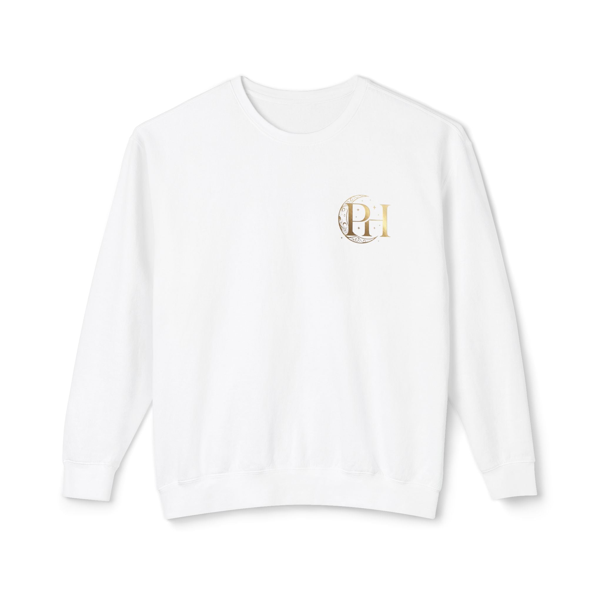 Moon Phase Crewneck Sweatshirt — Minimal Gold Lunar Design